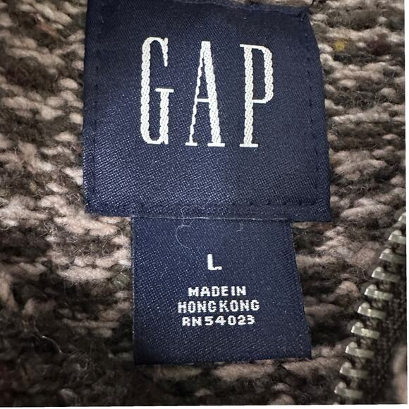 Vintage Gap 1/4 Zip Sweater Men's Large Brown Wool Blend Knit Confetti Y2K 2007 - Picture 6 of 10